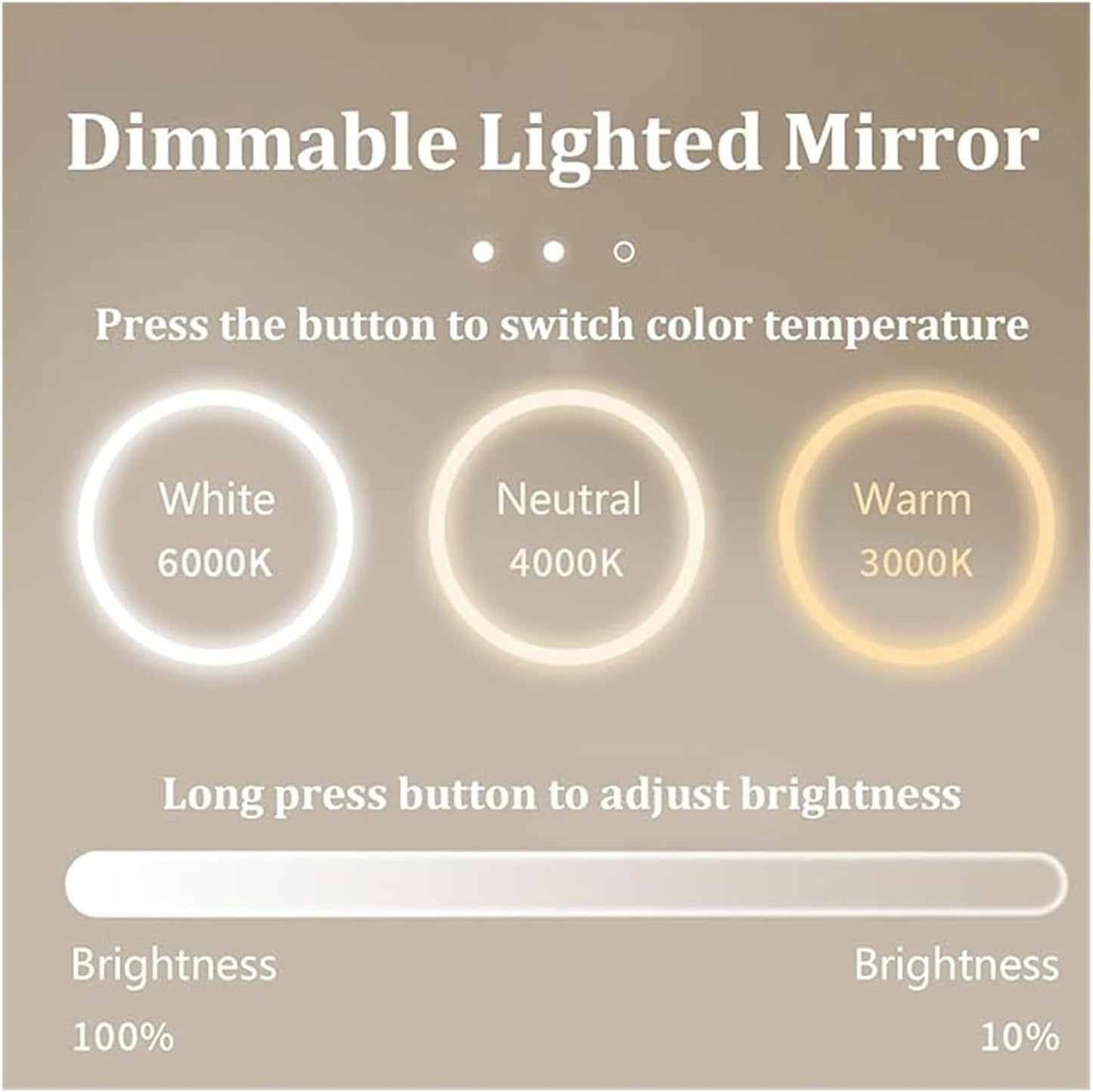 european luxury irregular design mirror with tri light push button 60cm*165cm