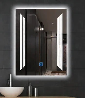 european luxury monochrome mirror with pattern+tri color light size 800*600mm