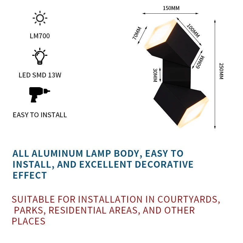 creative rotating indoor and outdoor water proof wall lamP