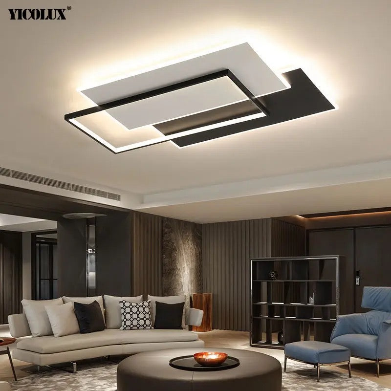 Living room light,LED, bedroom black and white double layered personalized lighting fixtures, modern and minimalist