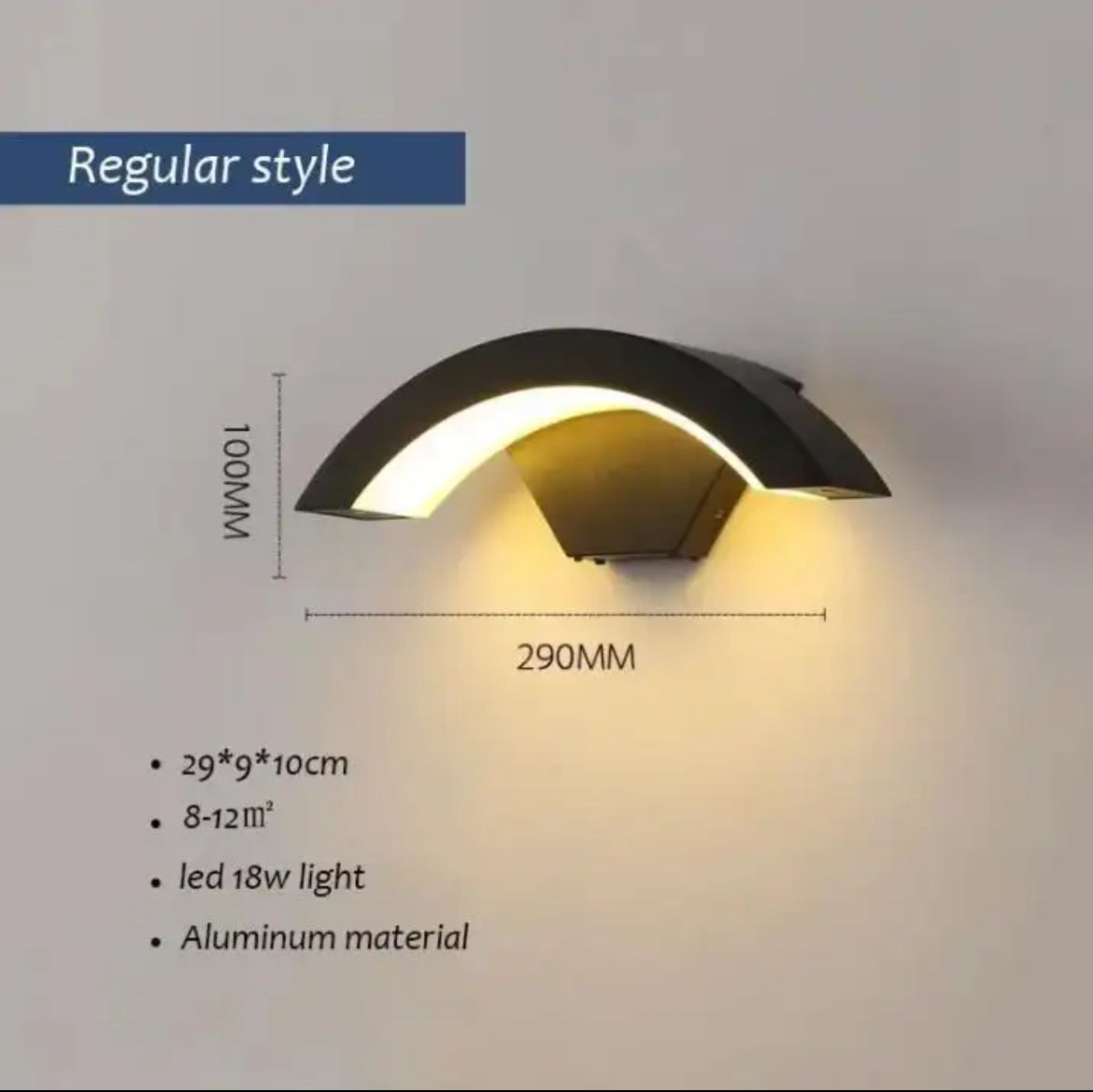 Modern IP65 Wall Light Garden Porch Frontdoor Black Aluminum Lamp Body
