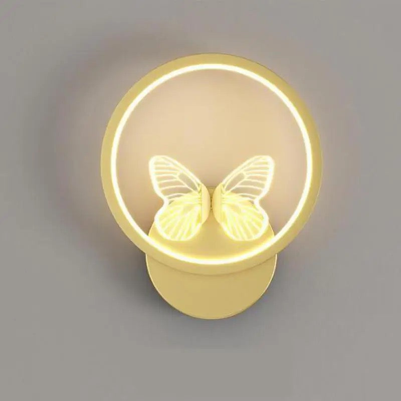 new round led wall light indoor with butterfly