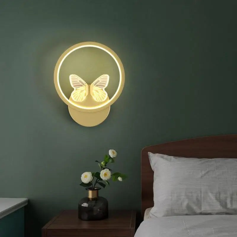 new round led wall light indoor with butterfly