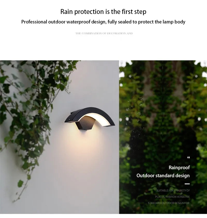 Modern IP65 Wall Light Garden Porch Frontdoor Black Aluminum Lamp Body