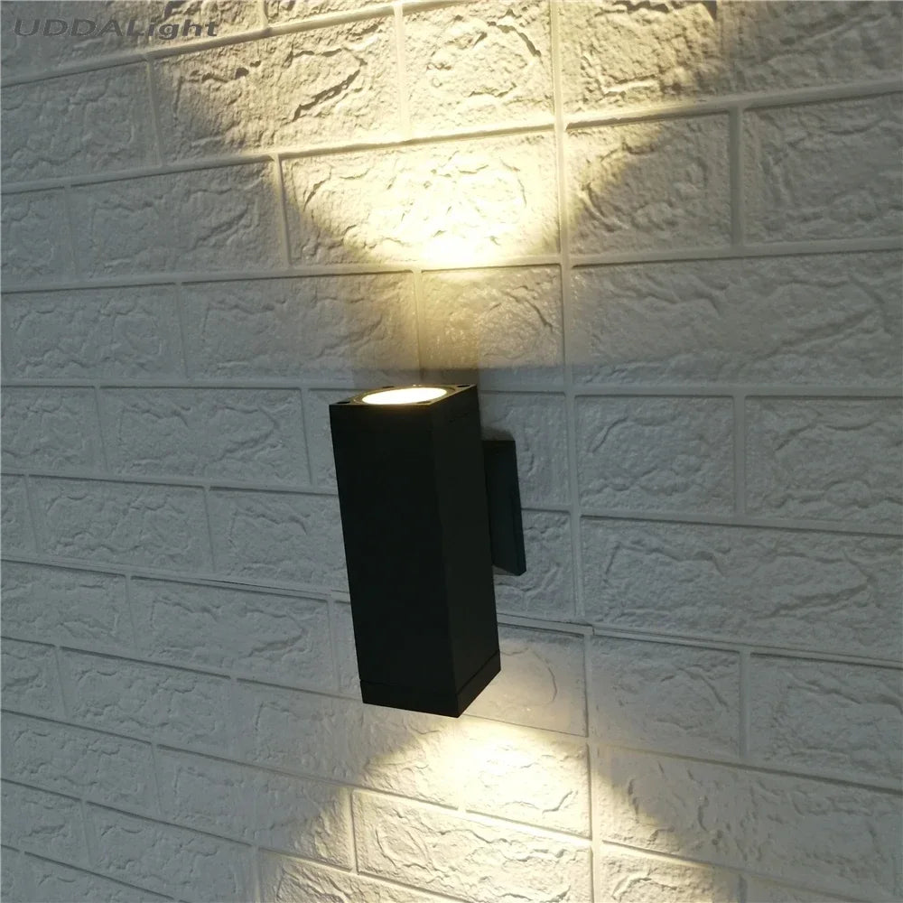 Up Down Outdoor Wall Lamp GU10 10w Waterproof Square Black Gray 65 * 160mm Balcony Garden Outdoor Wall Lighting
