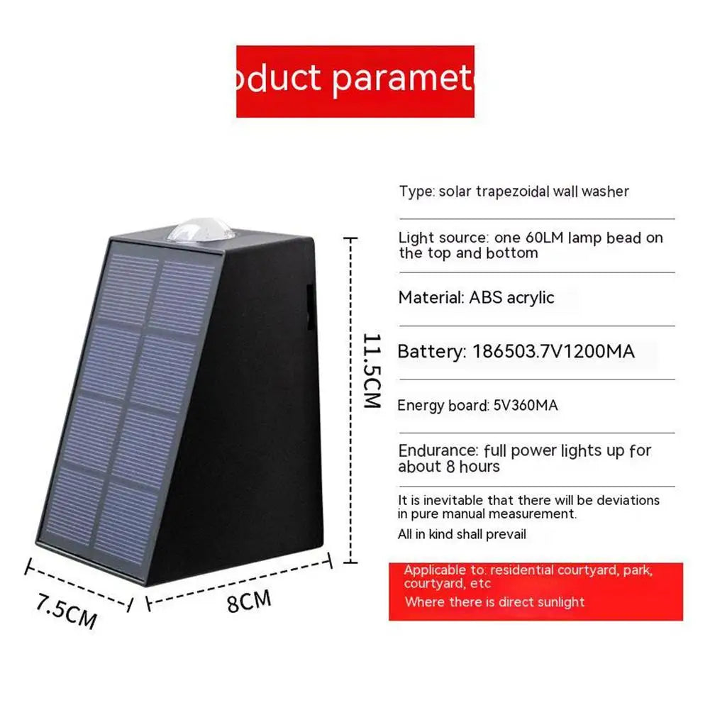 LED Solar Wall Lights Up and Down Lights Outdoor LED Fence Lights Waterproof Deck Light Flood Lights for Backyard Garden Garage