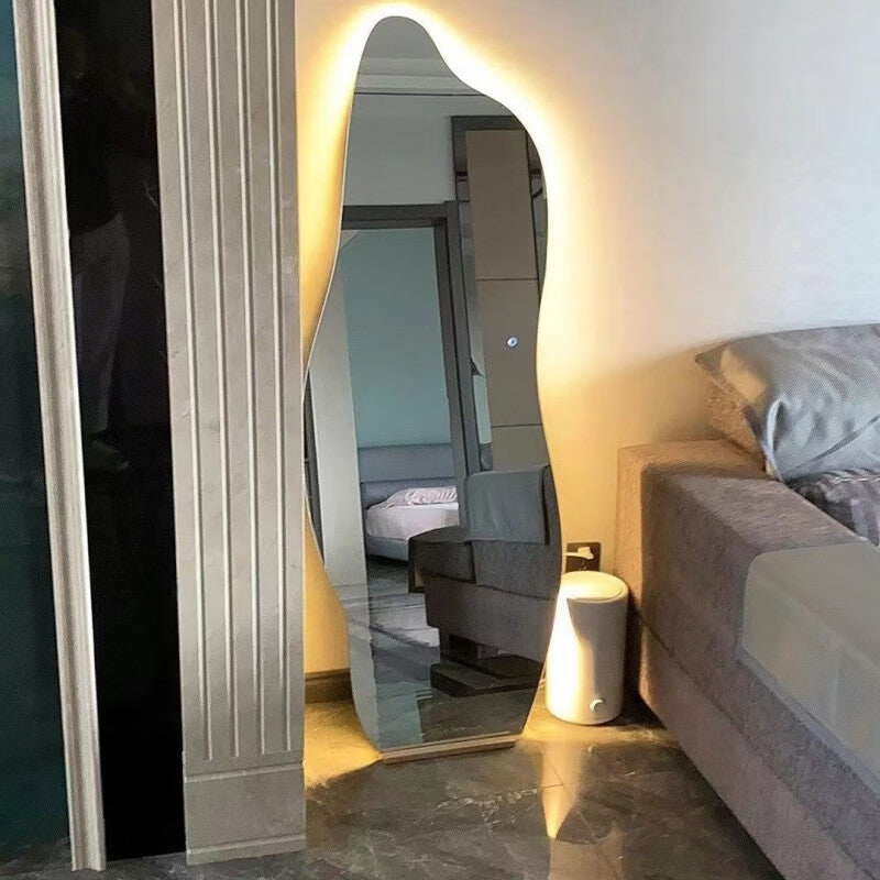 european luxury irregular design mirror with tri light push button 60cm*165cm