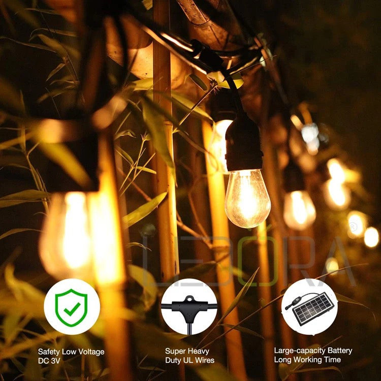 solar powered led string lights 10 meters long with 20 bulbs