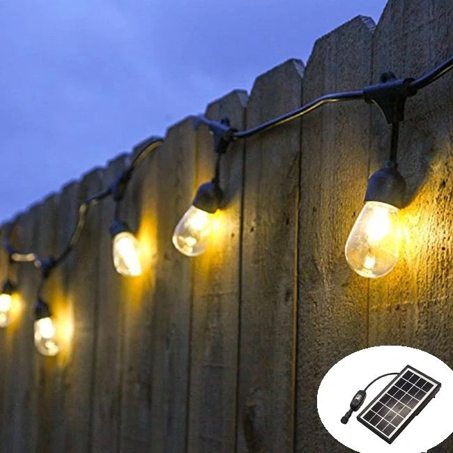 solar powered led string lights 10 meters long with 20 bulbs