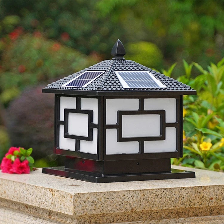 antique solar outdoor pillar lamp