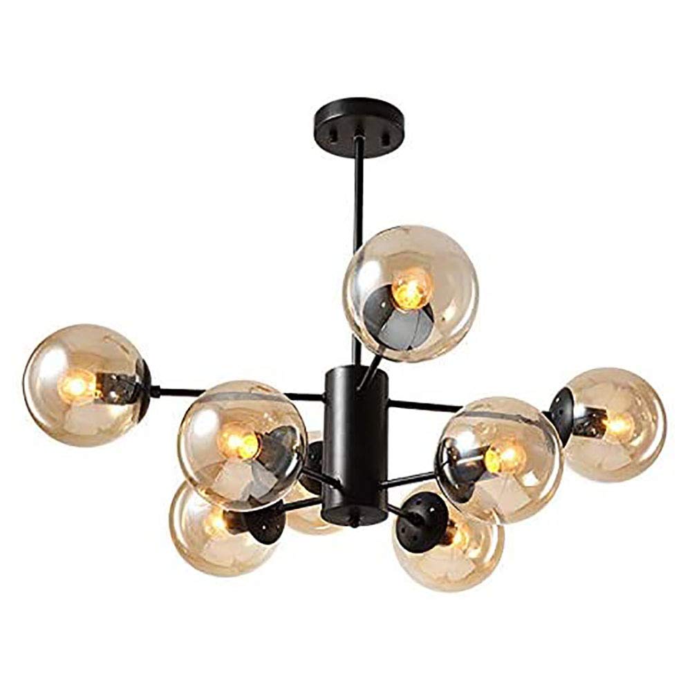 CHANDLIER WITH AMBER GLASS GLOBE 100*58 CM WITH BULBS