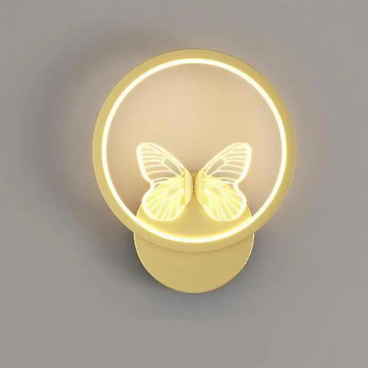 new round led wall light indoor with butterfly