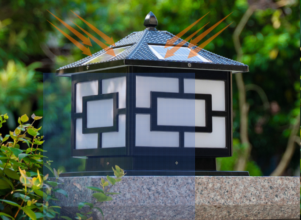 antique solar outdoor pillar lamp